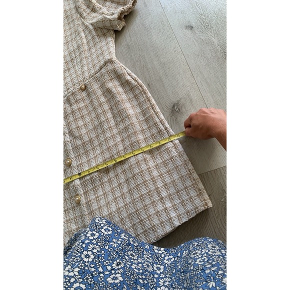 NWT Nanette Lepore tweed dress Buttons style  14 classic elegant warm sand white - Picture 7 of 13